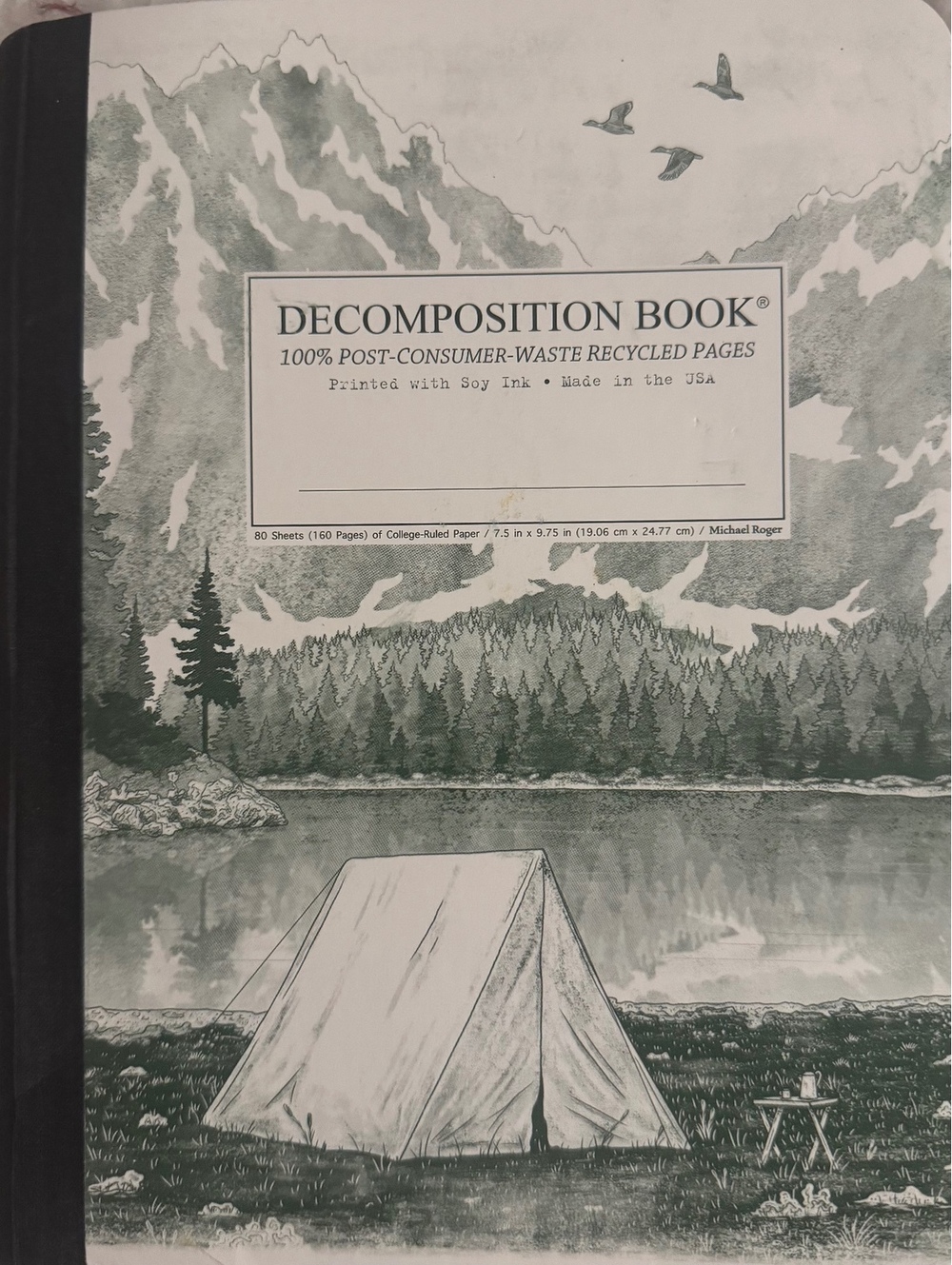 Decomposition Book Notebook with Mountain Lake Cover, 160 College-Ruled
